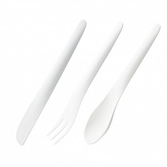 PRACTIC Komplet sztućców plastikowych nóż, łyżka, widelec biały