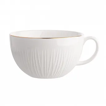 ALTOM DESIGN ALESSIA ECRU ZŁOTA LINIA porcelanowa filiżanka jumbo 300 ml kremowa porcelana