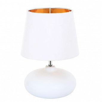 ALTOM DESIGN lampa stołowa dekoracyjna z podstawką ceramiczną 21x30 cm i kloszem biało - złotym