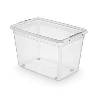 ORPLAST BASESTORE pojemnik do przechowywania z pokrywką i klipsami na kółkach 60l 58x39x35cm