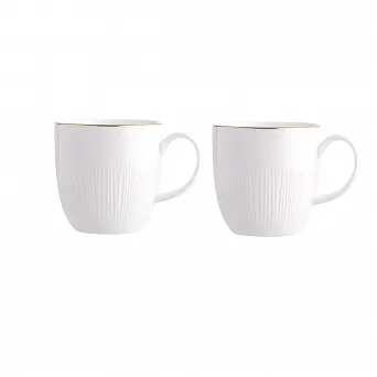 ALTOM DESIGN ALESSIA ECRU ZŁOTA LINIA zestaw 2 kubków porcelanowych 280 ml opakowanie na prezent kremowa porcelana