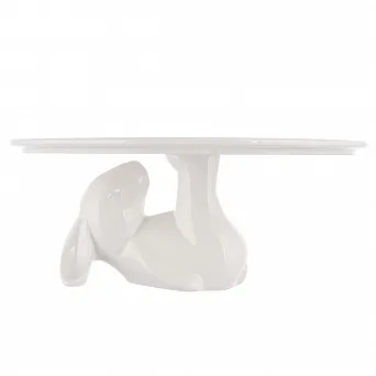 ALTOM DESIGN Patera z Zajączkiem 25X25X9 CM Porcelana Kremowa