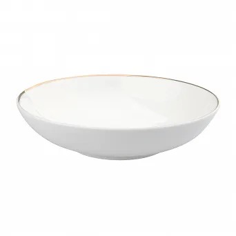 ALTOM DESIGN BELLA ZŁOTA LINIA talerz obiadowy głęboki 20cm 450ml kremowa porcelana