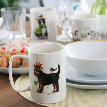 ALTOM DESIGN na Boże Narodzenie kubek porcelanowy do kawy i herbaty 300 ml PIESEK DEK.C