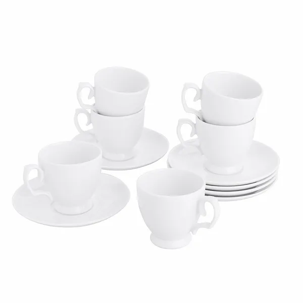 MARIAPAULA BIAŁA zestaw kawowy do espresso porcelanowy na 6 osób 100ml/12cm