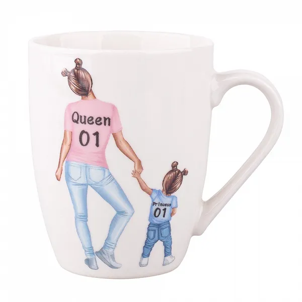 ALTOM DESIGN Porcelanowy kubek baryłka na prezent 300ml queen dziewczynka 