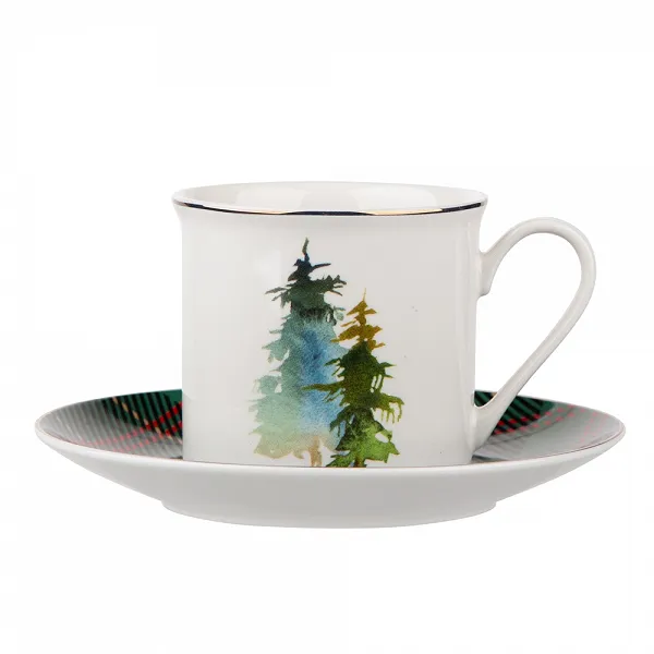 ALTOM DESIGN WINTER FOREST Porcelanowa filiżanka ze spodkiem 200ml