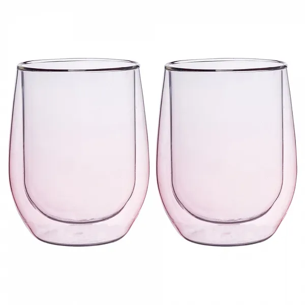 ALTOM DESIGN ANDREA COLOR komplet 2 szklanek termicznych z podwójną ścianką i dnem 300ml PINK