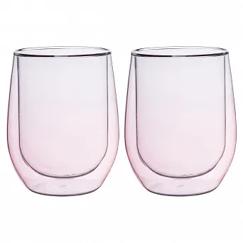 ALTOM DESIGN ANDREA COLOR komplet 2 szklanek termicznych z podwójną ścianką i dnem 300ml PINK