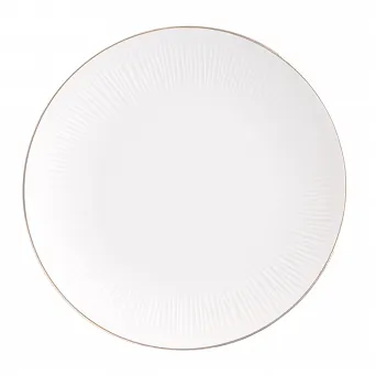 ALTOM DESIGN ALESSIA ECRU ZŁOTA LINIA talerz porcelanowy płytki 25 cm kremowa porcelana