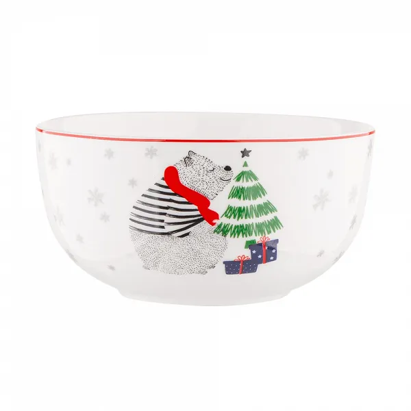 ALTOM DESIGN WINTER FRIENDS miseczka porcelanowa świąteczna 13 cm DEK. NIEDŹWIADEK