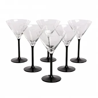 ALTOM DESIGN ONYX komplet 6 kieliszków do martini z czarną nóżką 50ml