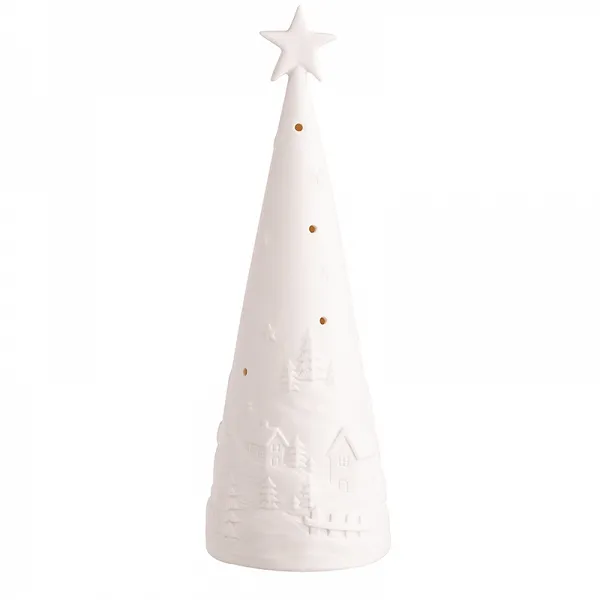 ALTOM DESIGN ozdoba na Boże Narodzenie figurka porcelanowa choinka oświetlenie LED 8,5x8,5x20,5 cm