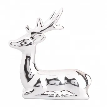  ALTOM DESIGN figurka na Boże Narodzenie ozdoba świąteczna porcelanowa SREBRNY RENIFER 13,5x7,5x14 cm