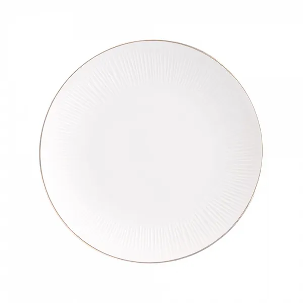 ALTOM DESIGN ALESSIA ECRU ZŁOTA LINIA talerz porcelanowy deserowy 20,5 cm kremowa porcelana