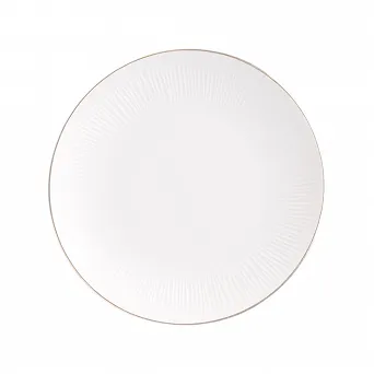 ALTOM DESIGN ALESSIA ECRU ZŁOTA LINIA talerz porcelanowy deserowy 20,5 cm kremowa porcelana