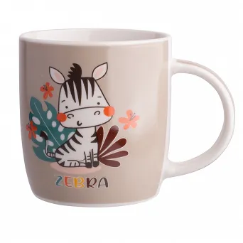 ALTOM DESIGN kubek dla dzieci / do kawy i herbaty szeroki porcelanowy 300 ml DEK. ZEBRA