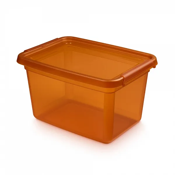 ORPLAST BASESTORE Pojemnik z pokrywką i klipsami 28X38X22,5CM 15L Amber