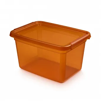 ORPLAST BASESTORE Pojemnik z pokrywką i klipsami 28X38X22,5CM 15L Amber