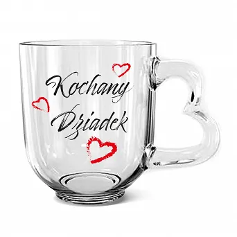 ALTOM DESIGN Szklany kubek z uchem SERCE 310ML KOCHANY DZIADEK