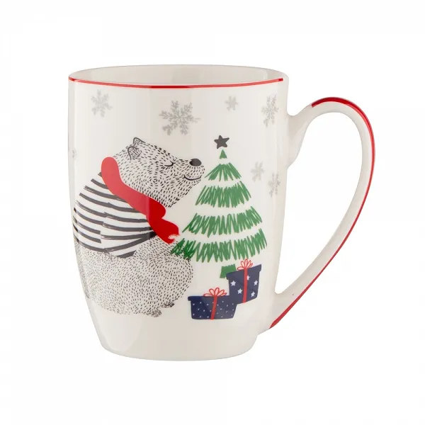 ALTOM DESIGN WINTER FRIENDS kubek do kawy i herbaty porcelanowy świąteczny 300 ml DEK. NIEDŹWIADEK