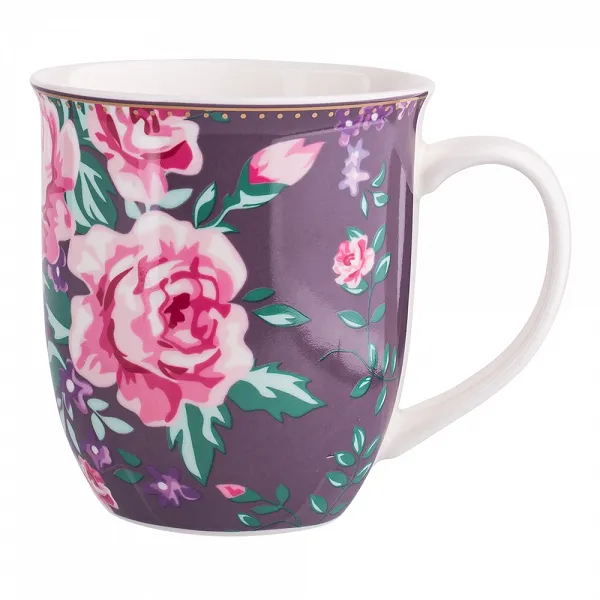 ALTOM DESIGN CHARLOTTA duży kubek porcelanowy baryłka do kawy i herbaty 400 ml fioletowy