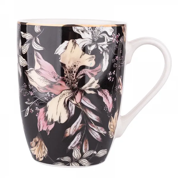 ALTOM DESIGN BLACK LILY porcelanowy kubek do kawy i herbaty 300 ml