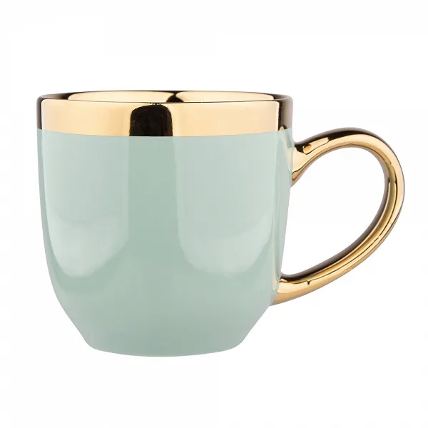 ALTOM DESIGN AURORA GOLD kubek porcelanowy do kawy i herbaty 300 ml JASNA ZIELEŃ