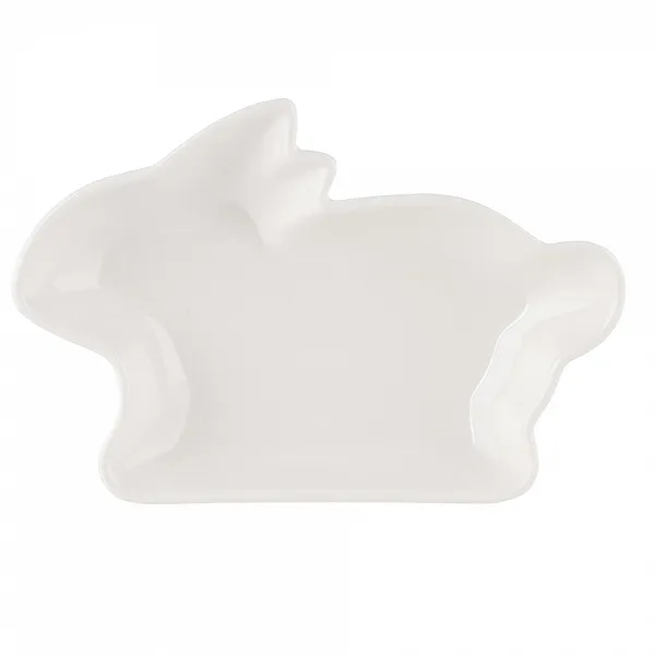 ALTOM DESIGN Porcelanowe naczynie zajączek 17,5X12X2,5 CM PORCELANA KREMOWA