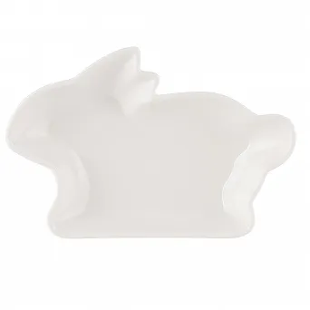 ALTOM DESIGN Porcelanowe naczynie zajączek 17,5X12X2,5 CM PORCELANA KREMOWA