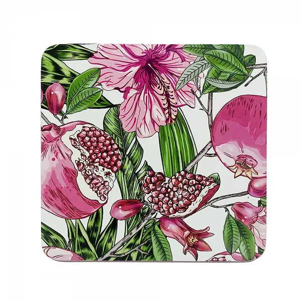 ALTOM DESIGN HIBISKUS zestaw 4 korkowych podstawek 10x10 cm 