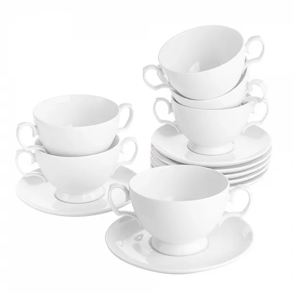 MARIAPAULA BIAŁA zestaw porcelanowy do bulionu na 6 osób 350ml/17cm