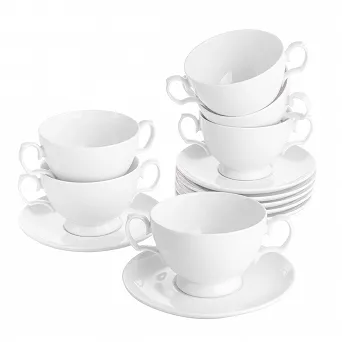 MARIAPAULA BIAŁA zestaw porcelanowy do bulionu na 6 osób 350ml/17cm