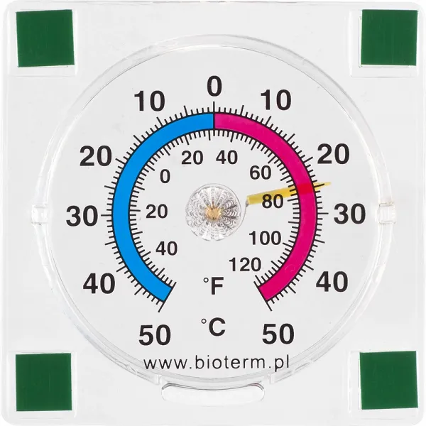 BIOWIN termometr bimetaliczny do przyklejenia na szybę 7,7X7,7CM